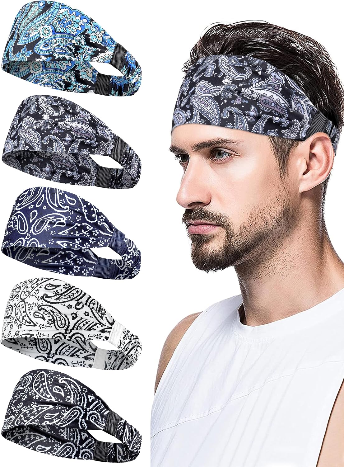 AWUMBUK Diadema deportiva absorbente, pack de 5, bloqueo UV