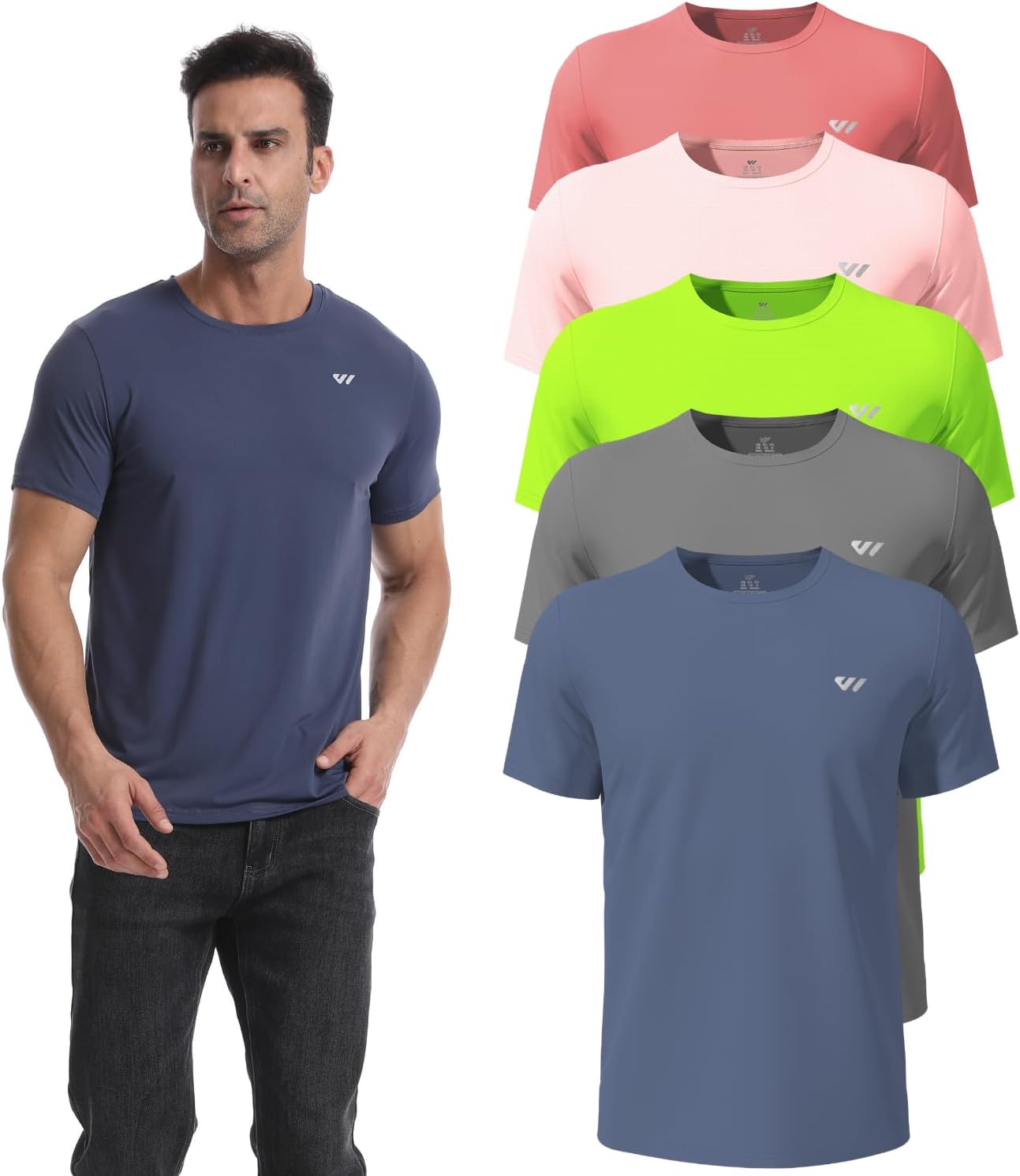 Camiseta deportiva manga corta transpirable secado rápido, varios colores