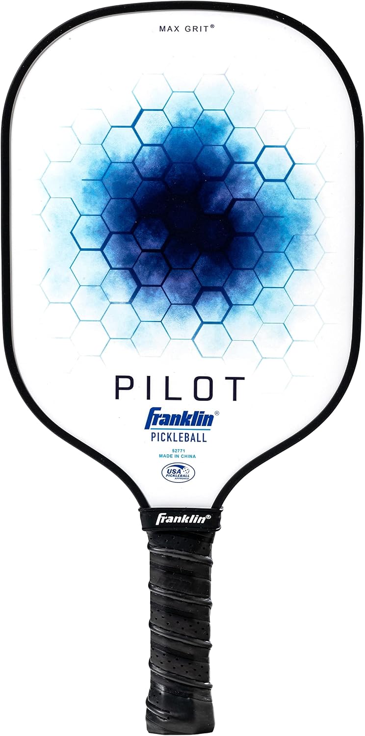 Franklin Sports Pickleball Paddle - Pilot Polypropylene Core Pickleball Paddle - Official USA Pickleball (USAP) Approved - Lightweight Paddle w/MAX Grit Fiberglass Surface - 10mm Spin Pro Core