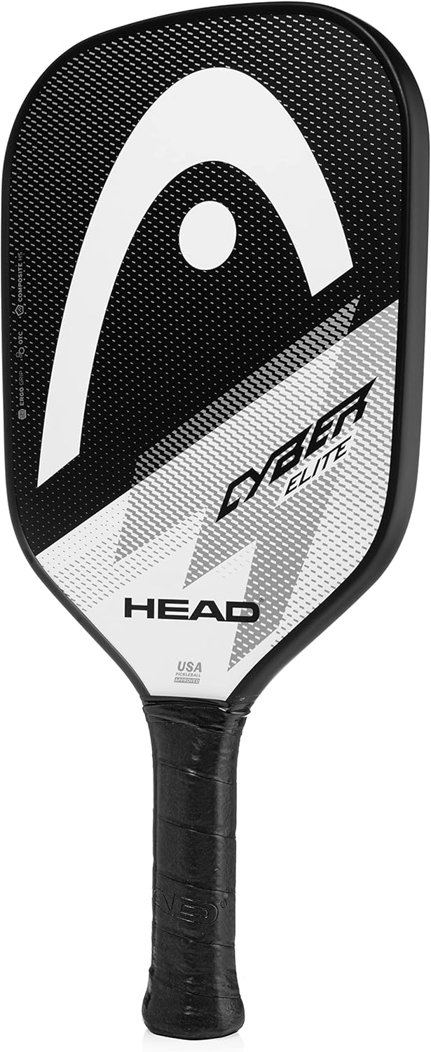 Head Cyber Elite - Paleta de pickleball, superficie de fibra de vidrio, color negro/blanco, niveles iniciales a intermedios