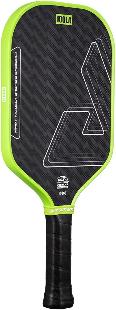 JOOLA Perseus Double Vision - Paleta de Pickleball de 16 mm - Forma de Paleta distintiva - Superficie de aramida para un Tacto más Suave - Película SK para Reducir la vibración - Aprobado por USAP