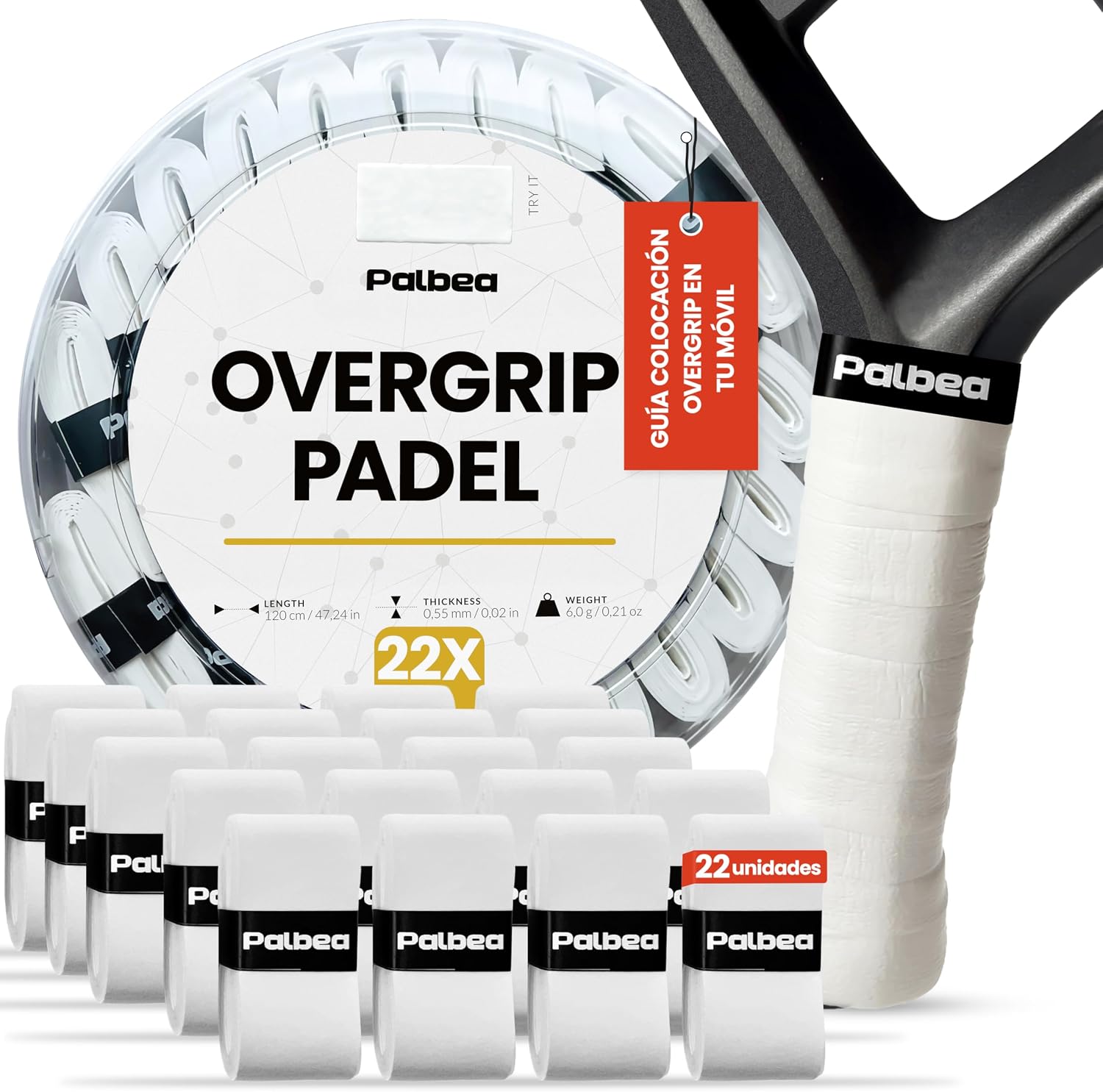 Palbea Grip Padel Extra Adherente, pack de 22 (para recambio frecuente)