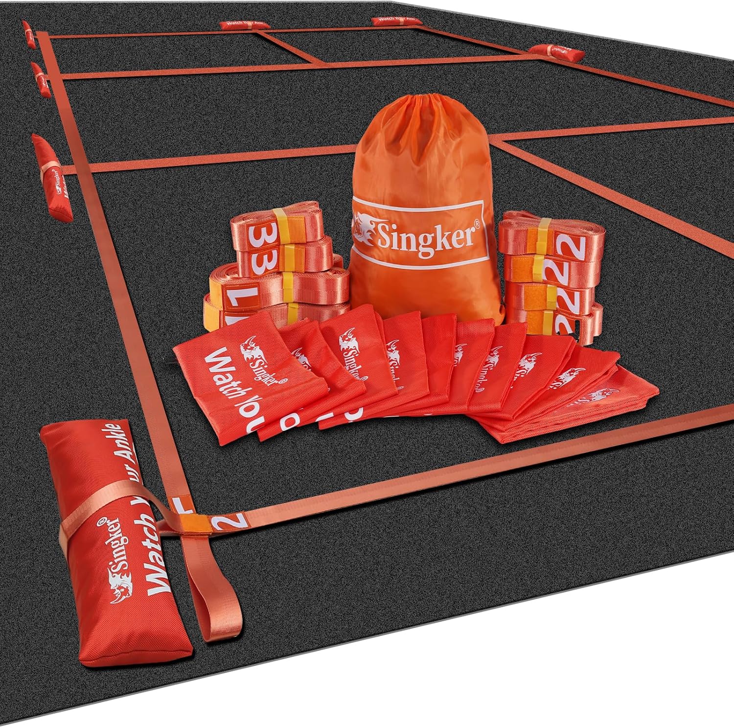 Singker Kit de marcado de cancha (líneas + 10 sacos de arena con cremallera antiviento)