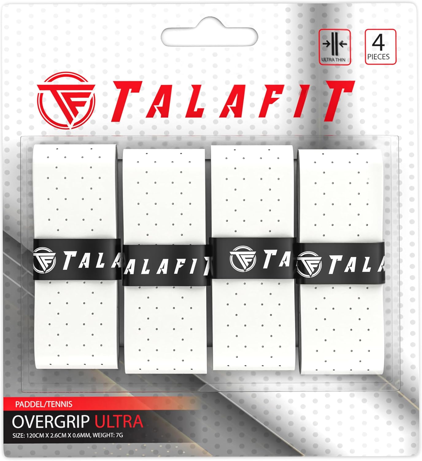 TALAFIT OverGrips Ultra Adherentes perforados, pack de 4, alta transpiración