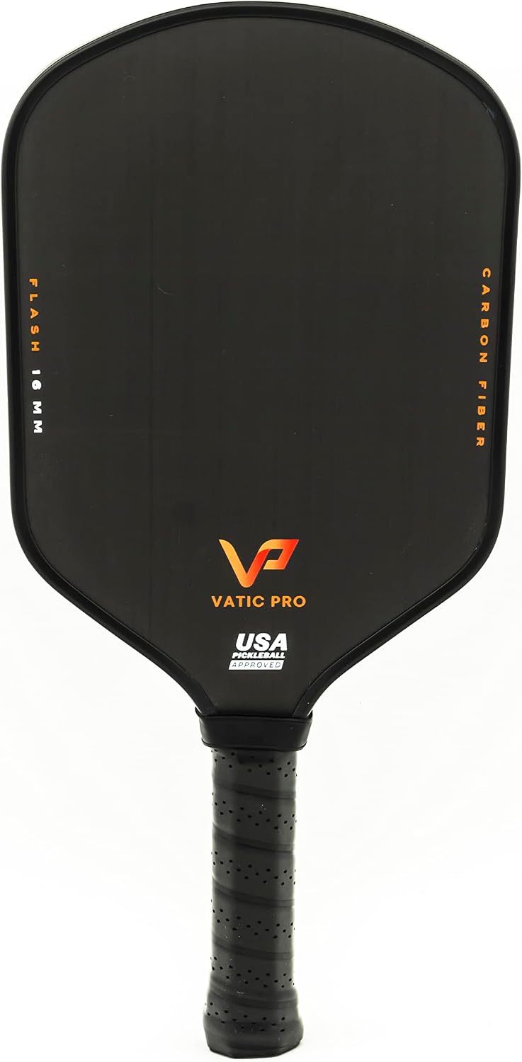 Vatic Pro Pala de Pickleball de Fibra de Carbono de 16 mm, termoformada con Paredes inyectadas de Espuma, Incluye Funda para la Pala