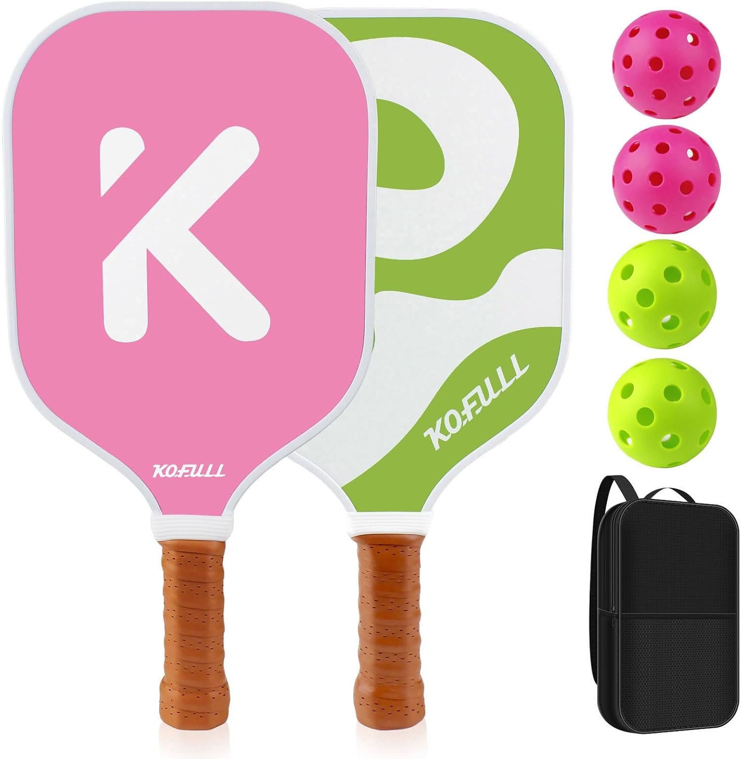 Juego de 2 palas de pickleball con pelotas y funda