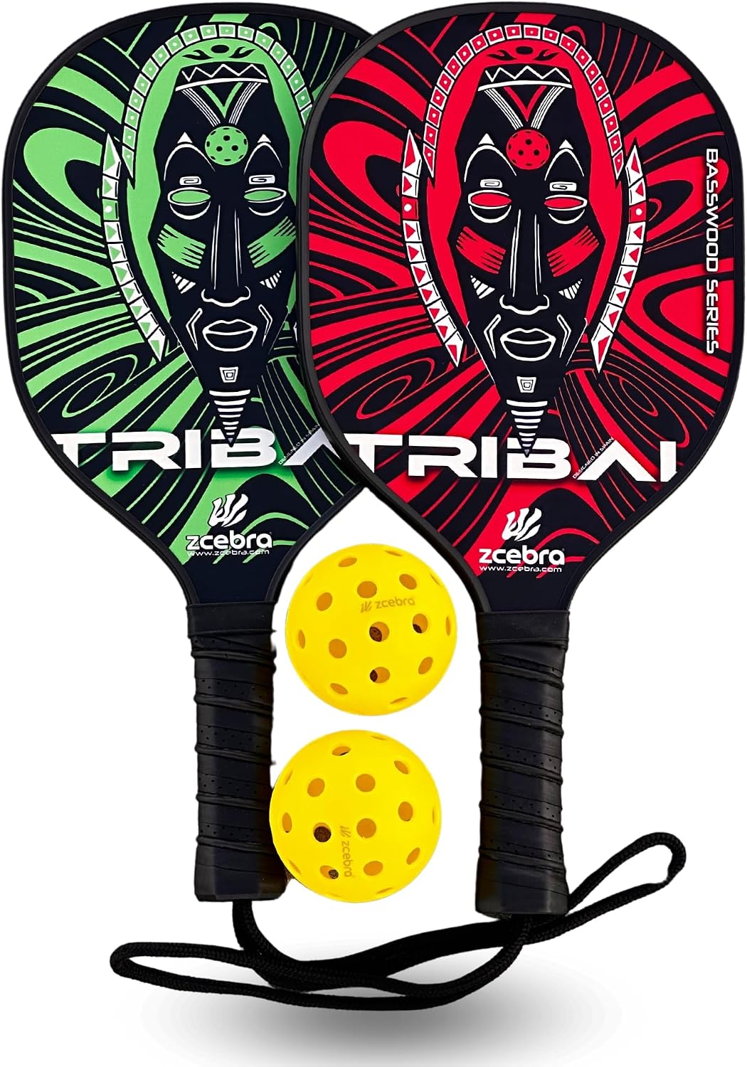 ZCEBRA Palas de Pickleball Tribal de madera, set de 2